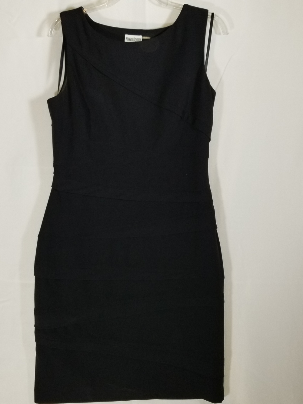 Black Sleeveless Layered Sheath Mini Dress, By Marvin Richards - Picture 2 of 10